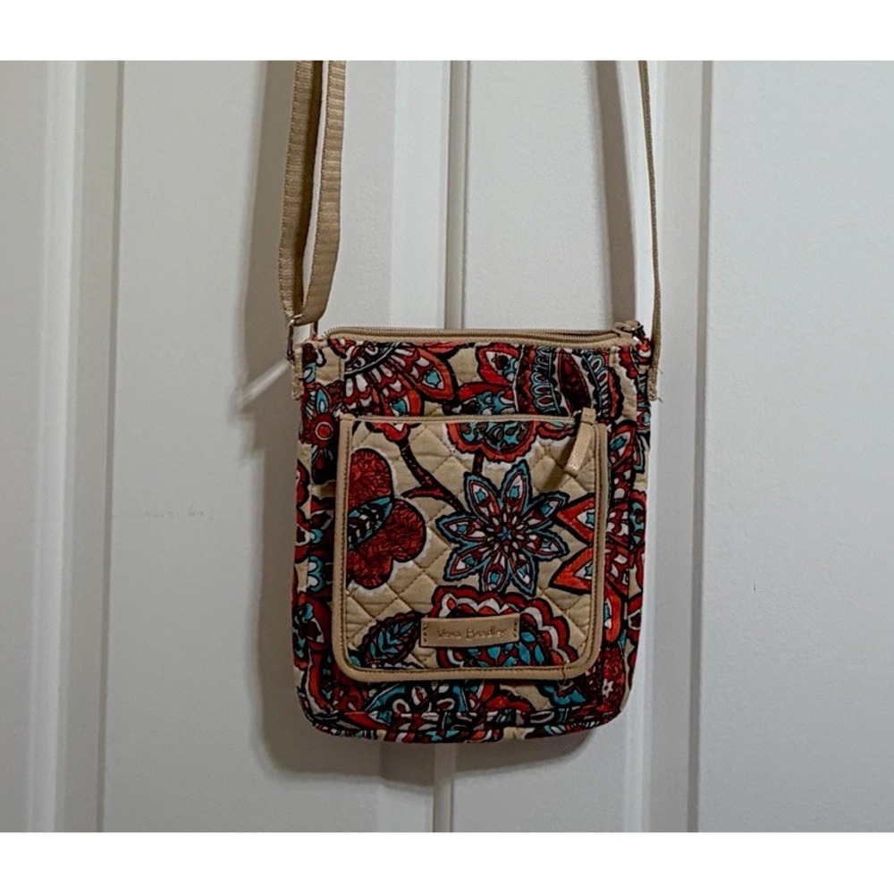 Vera Bradley Mesa Desert Floral Quilted Crossbody Purse, Red/Tan/Turquoise